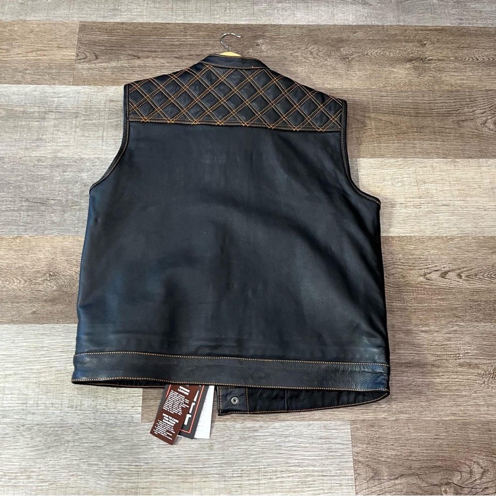 NWT 2XL HARLEY DAVIDSON COLORS BLACK AND ORANGE MENS VEST - Picture 2 of 9